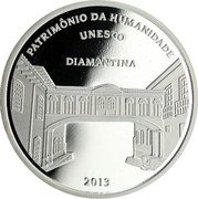 Brazil 5 Reais Diamantina 2013 Proof KM# 684 PATRIMONIO DA HUMANIDADE UNESCO DIAMANTINA 2013 coin reverse Brazil 5 Reais Diamantina 2013 Proof KM# 684 PATRIMONIO DA HUMANIDADE UNESCO DIAMANTINA 2013 coin reverse
