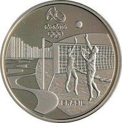 Brazil 5 Reais Olympic Games in Rio. Beach Volleyball. Bossa Nova 2014 Proof KM# 699 RIO 2016 BRASIL coin obverse Brazil 5 Reais Olympic Games in Rio. Beach Volleyball. Bossa Nova 2014 Proof KM# 699 RIO 2016 BRASIL coin obverse