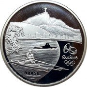 Brazil 5 Reais Olympic Games in Rio. Rowing. Heliconia 2015 Proof KM# 712 RIO 2016 BRASIL coin obverse Brazil 5 Reais Olympic Games in Rio. Rowing. Heliconia 2015 Proof KM# 712 RIO 2016 BRASIL coin obverse