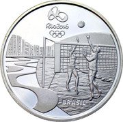 Brazil 5 Reais Olympic Games in Rio. Beach Volleyball. Forro 2015 Proof KM# 719 RIO 2016 BRASIL coin obverse Brazil 5 Reais Olympic Games in Rio. Beach Volleyball. Forro 2015 Proof KM# 719 RIO 2016 BRASIL coin obverse