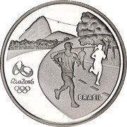 Brazil 5 Reais Olympic Games in Rio. Running. Sambodrome 2015 Proof KM# 718 RIO 2016 BRASIL coin obverse Brazil 5 Reais Olympic Games in Rio. Running. Sambodrome 2015 Proof KM# 718 RIO 2016 BRASIL coin obverse
