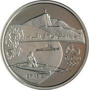 Brazil 5 Reais Olympic Games in Rio. Rowing. Orchid 2015 Proof KM# 716 RIO 2016 BRASIL coin obverse Brazil 5 Reais Olympic Games in Rio. Rowing. Orchid 2015 Proof KM# 716 RIO 2016 BRASIL coin obverse