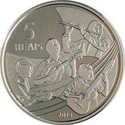 Brazil 5 Reais Olympic Games in Rio. Beach Volleyball. Chorinho 2015 Proof KM# 715 5 REAIS 2015 coin reverse Brazil 5 Reais Olympic Games in Rio. Beach Volleyball. Chorinho 2015 Proof KM# 715 5 REAIS 2015 coin reverse