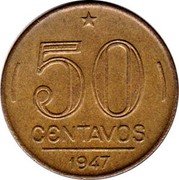 Brazil 50 Centavos (Eurico Gaspar Dutra Pattern) KM# Pn357 50 CENTAVOS 1947 coin reverse