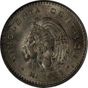 Mexico 50 Centavos Pattern. Cuauhtemoc 1956 Mo CINCUENTA CENTAVOS MO 1954 coin reverse Mexico 50 Centavos Pattern. Cuauhtemoc 1956 Mo CINCUENTA CENTAVOS MO 1954 coin reverse