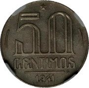 Brazil 50 Centimos Getulio Dornelles Vargas Pattern 1941 KM# Pn331 50 CENTIMOS 1941 BR coin reverse Brazil 50 Centimos Getulio Dornelles Vargas Pattern 1941 KM# Pn331 50 CENTIMOS 1941 BR coin reverse