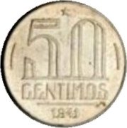 Brazil 50 Centimos (Getulio Dornelles Vargas Pattern) KM# Pn329 50 CENTIMOS 1941 BR coin reverse Brazil 50 Centimos (Getulio Dornelles Vargas Pattern) KM# Pn329 50 CENTIMOS 1941 BR coin reverse