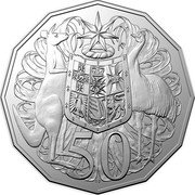 Australia 50 Cents In the name of Elizabeth II. 4th Portrait. Coat of Arms. 2024  BU in Change of Monarch Set 50 SD coin reverse Australia 50 Cents In the name of Elizabeth II. 4th Portrait. Coat of Arms. 2024  BU in Change of Monarch Set 50 SD coin reverse