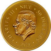 Niue 50 Dollars Charles III Phoenix 2024  Prooflike CHARLES III NIUE 50 DOLLARS JC 2024 coin obverse Niue 50 Dollars Charles III Phoenix 2024  Prooflike CHARLES III NIUE 50 DOLLARS JC 2024 coin obverse