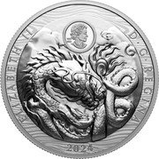 Canada 50 Dollars Year of the Dragon. Double High Relief 2024 2024 ELIZABETH II D G REGINA 1952 2022 SB coin obverse Canada 50 Dollars Year of the Dragon. Double High Relief 2024 2024 ELIZABETH II D G REGINA 1952 2022 SB coin obverse