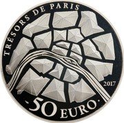 France 50 Euro Statue de la Liberte Grenelle 2017  Proof TRÉSORS DE PARIS 2017 50 EURO coin reverse