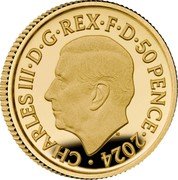 UK 50 Pence Year of the Dragon. King Charles III 2024  Proof CHARLES III D G REX F D 50 PENCE 2024 MJ coin obverse UK 50 Pence Year of the Dragon. King Charles III 2024  Proof CHARLES III D G REX F D 50 PENCE 2024 MJ coin obverse