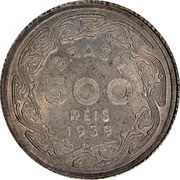 Brazil 500 Reis (Joaquim Machado de Assis Pattern) KM# Pn314 BRAZIL 500 RÉIS 1939 coin obverse Brazil 500 Reis (Joaquim Machado de Assis Pattern) KM# Pn314 BRAZIL 500 RÉIS 1939 coin obverse