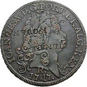 Brazil 6400 Reis (Joao V. Pattern) KM# PnE1 IOANNES V D G PORT ET ALG REX 1747 R coin obverse