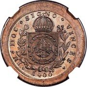 Brazil 6400 Reis (Pedro I Pattern Strike) KM# Pn31 IN HOC SIGNO VINCES 6400 coin reverse Brazil 6400 Reis (Pedro I Pattern Strike) KM# Pn31 IN HOC SIGNO VINCES 6400 coin reverse