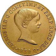 Brazil 6400 Reis (Pedro II. Closed Mouth) KM# 387.1a R PETRUS. II. D. G. CONST. IMP. ET. PERP. BRAS. DEF 1832 coin obverse Brazil 6400 Reis (Pedro II. Closed Mouth) KM# 387.1a R PETRUS. II. D. G. CONST. IMP. ET. PERP. BRAS. DEF 1832 coin obverse