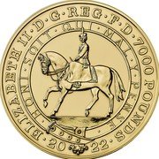 UK 7000 Pounds (Elizabeth II Platinum Jubilee) ELIZABETH II D G REG F D 7000 POUNDS HONI SOIT QUI MAL Y PENSE JB 2022 coin obverse UK 7000 Pounds (Elizabeth II Platinum Jubilee) ELIZABETH II D G REG F D 7000 POUNDS HONI SOIT QUI MAL Y PENSE JB 2022 coin obverse