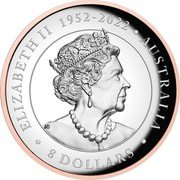Australia 8 Dollars (Elizabeth II.6th Portrait.Koala) ELIZABETH II 1952 - 2022 AUSTRALIA 8 DOLLARS JC coin obverse Australia 8 Dollars (Elizabeth II.6th Portrait.Koala) ELIZABETH II 1952 - 2022 AUSTRALIA 8 DOLLARS JC coin obverse