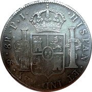 Brazil 960 Reis (Countermarked Coinage) KM# 335g HISPAN ET IND REX 8R P J coin reverse Brazil 960 Reis (Countermarked Coinage) KM# 335g HISPAN ET IND REX 8R P J coin reverse