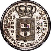 Brazil 960 Reis Joao Prince Regent Pattern 1809 KM# Pn8 JOANNES D: G: PORT E: BRAS: D: P: REGENS 18 09 960 coin obverse Brazil 960 Reis Joao Prince Regent Pattern 1809 KM# Pn8 JOANNES D: G: PORT E: BRAS: D: P: REGENS 18 09 960 coin obverse