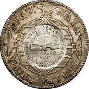 Brazil 960 Reis (Opening of Santos Dumont Museum) X# CC13.2 SIGN NATA. STAB SUBQ. OUTUBRO 1957 INAUGUR. MUSEU SANTOS-DUMONT SANTOS SEMANADA ASA coin reverse Brazil 960 Reis (Opening of Santos Dumont Museum) X# CC13.2 SIGN NATA. STAB SUBQ. OUTUBRO 1957 INAUGUR. MUSEU SANTOS-DUMONT SANTOS SEMANADA ASA coin reverse