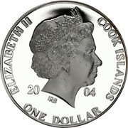 Cook Islands One Dollar (Elizabeth II Mahatma Gandhi) ELIZABETH II COOK ISLANDS 20 04 IRB ONE DOLLAR coin obverse Cook Islands One Dollar (Elizabeth II Mahatma Gandhi) ELIZABETH II COOK ISLANDS 20 04 IRB ONE DOLLAR coin obverse
