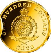Niue One Hundred Dollars (Battle of Vienna 1683) PUBLIC SEAL OF NIUE ATUA NIUE TUKULAGI ONE HUNDRED DOLLARS 2023 coin obverse