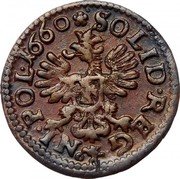 Poland Solidus (Szelag, Schilling) Johann Casimir 1660 KM# 110 SOLID REG POLON 1663 coin reverse Poland Solidus (Szelag, Schilling) Johann Casimir 1660 KM# 110 SOLID REG POLON 1663 coin reverse