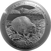New Zealand Twenty Dollars Charles III 1st Portrait. Great Spotted Kiwi 2024  Silver Proof ROROA GREAT SPOTTED KIWI APTERYX MAXIMA TWENTY DOLLARS coin reverse New Zealand Twenty Dollars Charles III 1st Portrait. Great Spotted Kiwi 2024  Silver Proof ROROA GREAT SPOTTED KIWI APTERYX MAXIMA TWENTY DOLLARS coin reverse