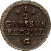 Poland 1/2 Grosza Stanislaus Augustus 1767 G KM# 175.1 1/2 GROSSUS REG: POL: M.V. coin reverse Poland 1/2 Grosza Stanislaus Augustus 1767 G KM# 175.1 1/2 GROSSUS REG: POL: M.V. coin reverse