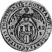 Poland 1/2 Thaler Thorn City 1642 MS KM# 30 MONETA NOVA ARGENTEA CIVITATIS THORVNENSIS 16 42 M S coin reverse