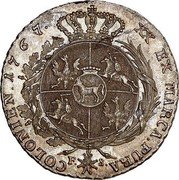 Poland 1/2 Thaler Stanislaus Augustus 1767 FS KM# 191.1 XX EX MARCA PURA ES COLONIEN 1767 coin reverse Poland 1/2 Thaler Stanislaus Augustus 1767 FS KM# 191.1 XX EX MARCA PURA ES COLONIEN 1767 coin reverse