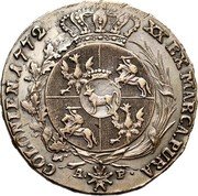 Poland 1/2 Thaler Stanislaus Augustus 1772 AP KM# 191.2 XX EX MARCA PURA IS COLONIEN 1768 coin reverse