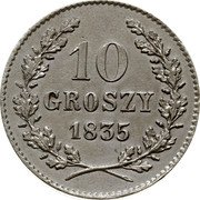 Poland 10 Groszy Krakow City Coin 1835 C# 12 10 GROSZY 1835 coin reverse Poland 10 Groszy Krakow City Coin 1835 C# 12 10 GROSZY 1835 coin reverse
