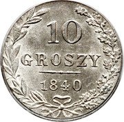 Poland 10 Groszy Nicholas I 1840 WW C# 113A 10 GROSZY 1840 coin reverse