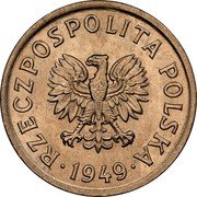 Poland 10 Groszy Circulation Coin 1949 (kr) Y# 42 RZECZPOSPOLITA POLSKA 1949 coin obverse Poland 10 Groszy Circulation Coin 1949 (kr) Y# 42 RZECZPOSPOLITA POLSKA 1949 coin obverse