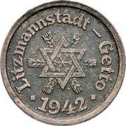 Poland 10 Pfennig Lodz Ghetto 1942 KM# Tn1 LITZMANNSTADT – GETTO 1942 coin obverse Poland 10 Pfennig Lodz Ghetto 1942 KM# Tn1 LITZMANNSTADT – GETTO 1942 coin obverse