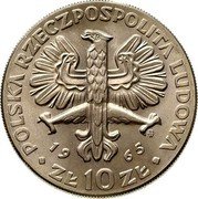 Poland 10 Zlotych 700th Anniversary of Warsaw. Goddess Nike 1965 MW Y# 54 POLSKA RZECZPOSPOLITA LUDOWA MW 19 65 ZŁ 10 ZŁ coin obverse Poland 10 Zlotych 700th Anniversary of Warsaw. Goddess Nike 1965 MW Y# 54 POLSKA RZECZPOSPOLITA LUDOWA MW 19 65 ZŁ 10 ZŁ coin obverse
