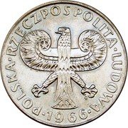 Poland 10 Zlotych 200th Anniversary of the Warsaw Mint 1966 MW Y# 56 POLSKA RZECZPOSPOLITA LUDOWA MW 1966 coin obverse