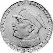 Poland 10 Zlotych 20th Anniversary of the Death of General Swierczewski 1967 MW Y# 58 GEN. KAROL ŚWIERCZEWSKI WALTER 1897-1947 WK coin reverse Poland 10 Zlotych 20th Anniversary of the Death of General Swierczewski 1967 MW Y# 58 GEN. KAROL ŚWIERCZEWSKI WALTER 1897-1947 WK coin reverse