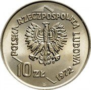 Poland 10 Zlotych 50th Anniversary of Gdynia Seaport 1972 MW Y# 65 POLSKA RZECZPOSPOLITA LUDOWA MW 10ZŁ 1972 WK coin obverse