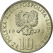 Poland 10 Zlotych Boleslaw Prus 1975 MW Y# 73 POLSKA RZECZPOSPOLITA LUDOWA 19 75 MW ZŁ 10 ZŁ coin obverse Poland 10 Zlotych Boleslaw Prus 1975 MW Y# 73 POLSKA RZECZPOSPOLITA LUDOWA 19 75 MW ZŁ 10 ZŁ coin obverse