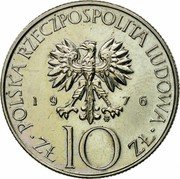 Poland 10 Zlotych Adam Mickiewicz 1976 MW Y# 74 POLSKA RZECZPOSPOLITA LUDOWA 19 75 MW ZŁ 10 ZŁ coin obverse Poland 10 Zlotych Adam Mickiewicz 1976 MW Y# 74 POLSKA RZECZPOSPOLITA LUDOWA 19 75 MW ZŁ 10 ZŁ coin obverse