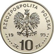 Poland 10 Zlotych 100th Anniversary of Organized Peasant Movement 1995 Proof Y# 305 RZECZPOSPOLITA POLSKA MW 1995 ZŁ 10 ZŁ coin obverse