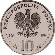 Poland 10 Zlotych Poles on the Fronts of WWII in Berlin 1995 Proof Y# 287 RZECZPOSPOLITA POLSKA MW ZŁ 10 ZŁ 1995 coin obverse