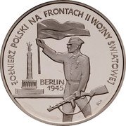 Poland 10 Zlotych Poles on the Fronts of WWII in Berlin 1995 Proof Y# 287 ŻOŁNIERZ POLSKI NA FRONTACH II WOJNY ŚWIATOWEJ BERLIN 1945 coin reverse