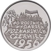 Poland 10 Zlotych 40th Anniversary of the Poznan Workers Protest 1996 Proof Y# 324 40. ROCZNICA WYDARZEŃ POZNAŃSKICH CZERWIEC 1956 coin reverse Poland 10 Zlotych 40th Anniversary of the Poznan Workers Protest 1996 Proof Y# 324 40. ROCZNICA WYDARZEŃ POZNAŃSKICH CZERWIEC 1956 coin reverse