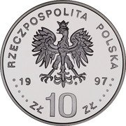 Poland 10 Zlotych Stefan Batory 1997 Proof Y# 326 RZECZPOSPOLITA POLSKA MW 1997 ZŁ 10 ZŁ coin obverse Poland 10 Zlotych Stefan Batory 1997 Proof Y# 326 RZECZPOSPOLITA POLSKA MW 1997 ZŁ 10 ZŁ coin obverse