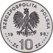 Poland 10 Zlotych Sigismund III Vasa 1998 Proof Y# 337 RZECZPOSPOLITA POLSKA MW 1998 ZŁ 10 ZŁ coin obverse Poland 10 Zlotych Sigismund III Vasa 1998 Proof Y# 337 RZECZPOSPOLITA POLSKA MW 1998 ZŁ 10 ZŁ coin obverse