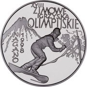 Poland 10 Zlotych Winter Olympics 1998 Proof Y# 341 XVIII ZIMOWE IGRZYSKA OLIMPIJSKIE NAGANO 1998 coin reverse Poland 10 Zlotych Winter Olympics 1998 Proof Y# 341 XVIII ZIMOWE IGRZYSKA OLIMPIJSKIE NAGANO 1998 coin reverse
